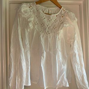 En Saison Eyelet Long-Sleeve Top